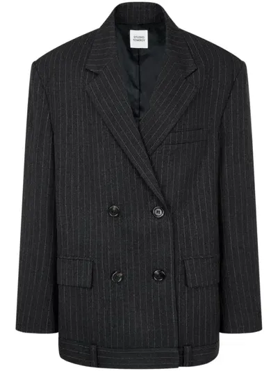 Studio Tomboy Double Breasted Blazer In Black