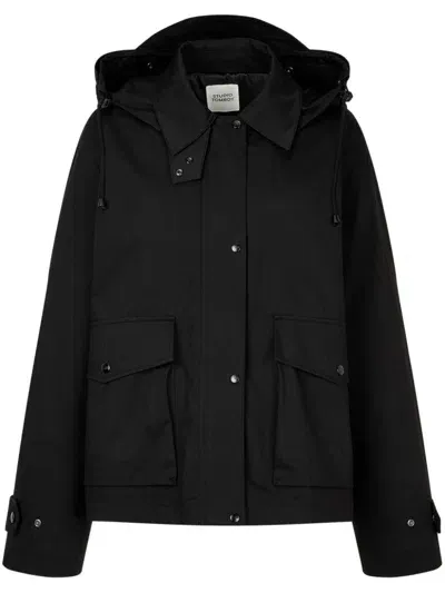 Studio Tomboy Drawstring Hooded Jacket In Black