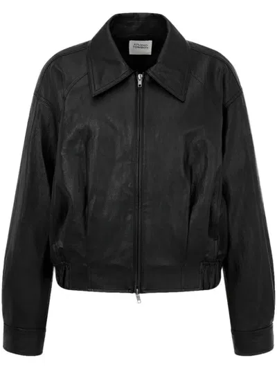 Studio Tomboy Faux-leather Blouson Jacket In Black