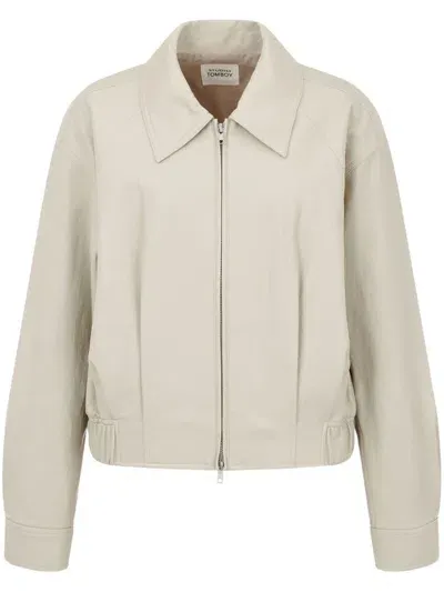 Studio Tomboy Faux-leather Blouson Jacket In Neutrals