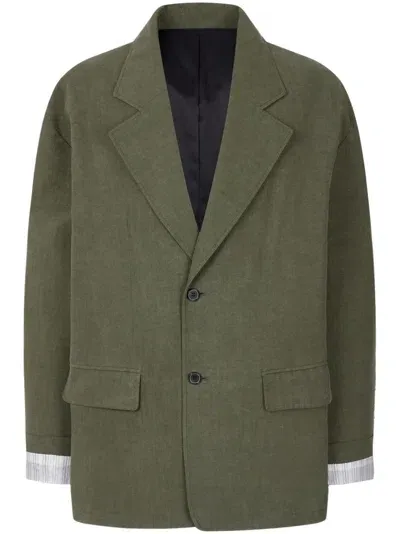 Studio Tomboy Notched-lapel Single-breasted Blazer In Green