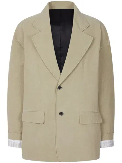 Studio Tomboy Notched-lapels Single-breasted Blazer In Neutrals