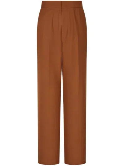 Studio Tomboy Pintuck-detail Wide-leg Trousers In Orange