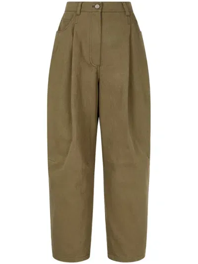 Studio Tomboy Twill Cotton Trousers In Brown