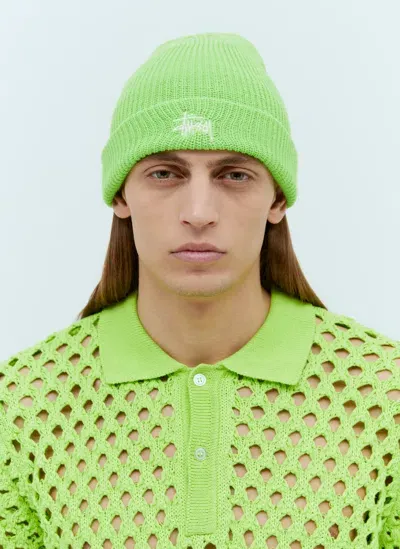 Stussy Logo Beanie In Green