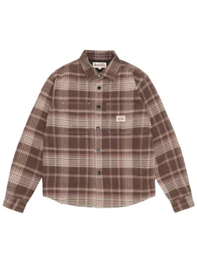 Stussy Heavy Washed Plaid Shirt In Brown