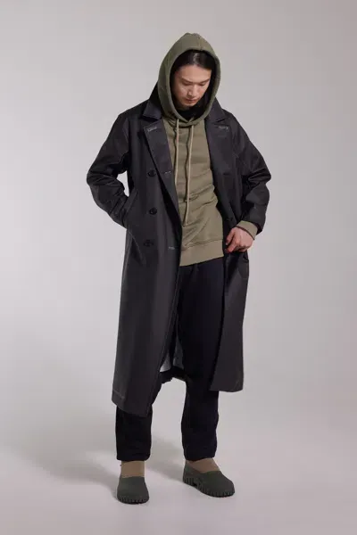 Stutterheim Rosenbad Long Double Breasted Overcoat In Black