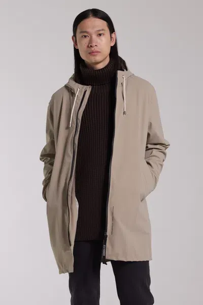 Stutterheim Stockholm Lightweight Matte Zip Raincoat In Potato