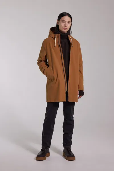 Stutterheim Stockholm Lightweight Zip Matte Raincoat In Cognac