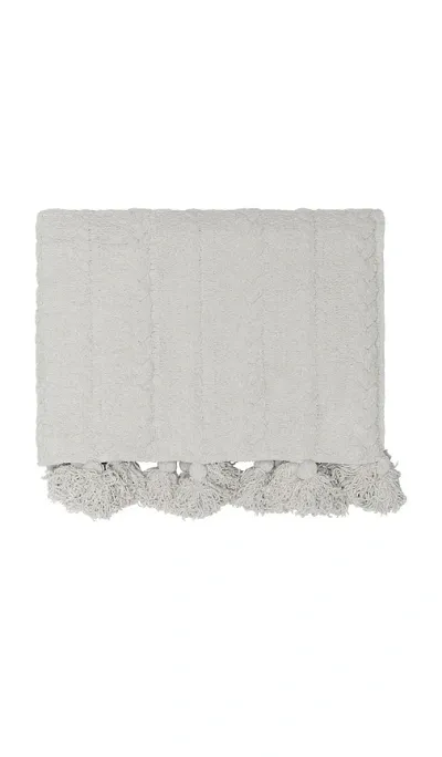 Sunday Citizen Braided Pom Pom Throw In Grey