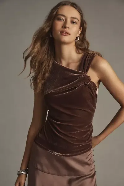 Sunday In Brooklyn Sleeveless Twist Blouse In Brown