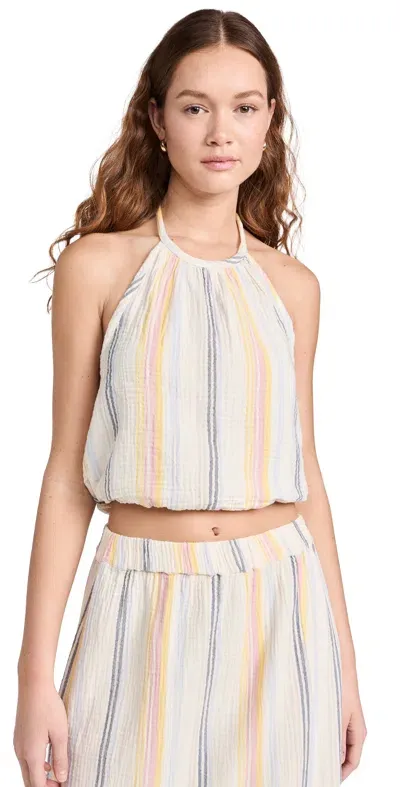 Sundry Halter Top Cream/multi Stripes