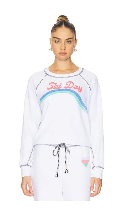 Sundry Raglan T Ski Day Sweatshirt In Optic White