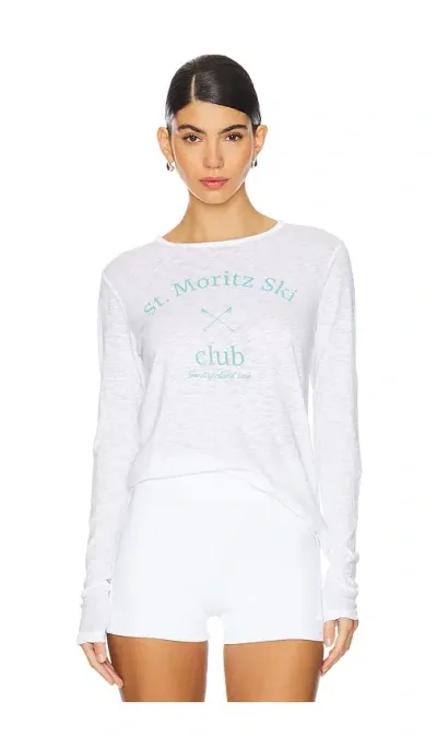 Sundry Ski Club Long Sleeve Crew In Optic White