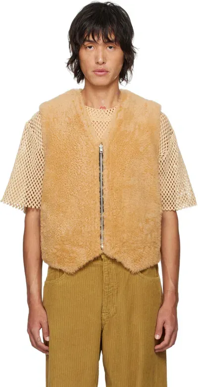 Sunflower Shearling Vest In Beige