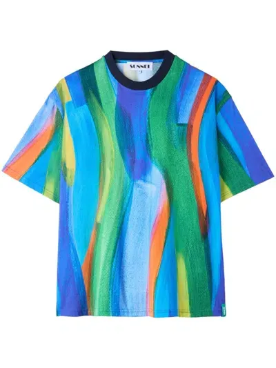 Sunnei Graphic-print T-shirt In Blue