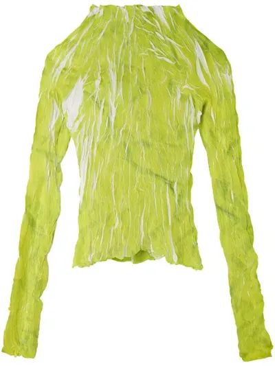 Sunnei Pleated Long-sleeve Top In Green