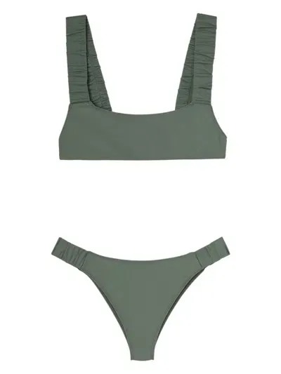 Sunnei Ruched Bikini In Green