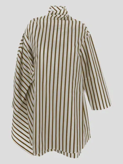 Sunnei Wrapped Shirt Dress In Offwhitegreen