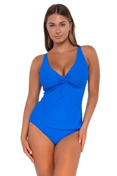 Sunsets Muse Halter Underwire Tankini Top In Electric Blue