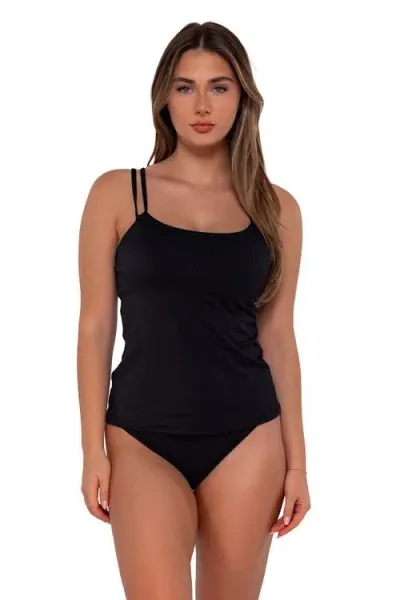 Sunsets Taylor Tankini-dd Cup In Black Seagrass Texture