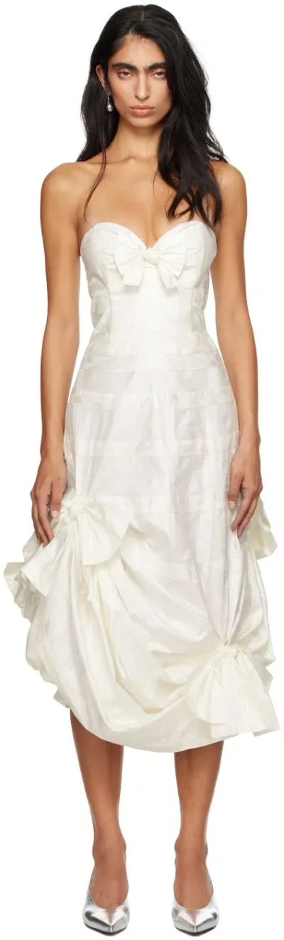 Super Yaya Ssense Exclusive White Beatrice Strapless Midi Dress