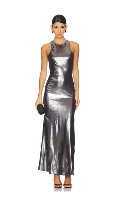 Superdown Felina Maxi Dress In Metallic Silver