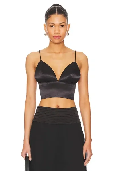 Superdown Gene Satin Top In Black