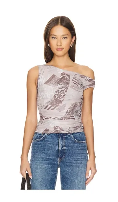 Superdown Shaza One Shoulder Top In Brown