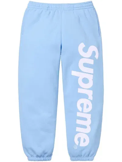 Supreme Satin-appliqué Cotton Track Pants In Blau