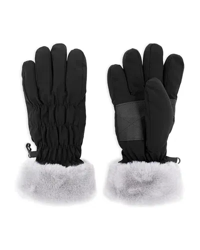 Surell Faux Fur Cuff Gloves In Black/gray