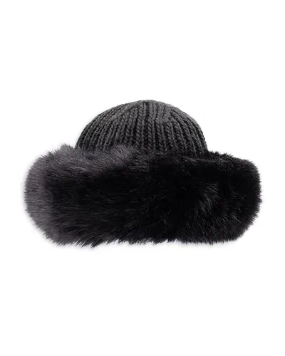 Surell Faux Fur Cuffed Knit Hat In Black