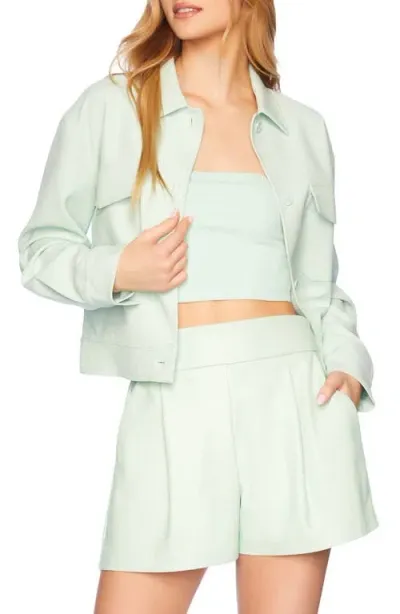 Susana Monaco Pebble Weave Button-up Jacket In Mint Chip