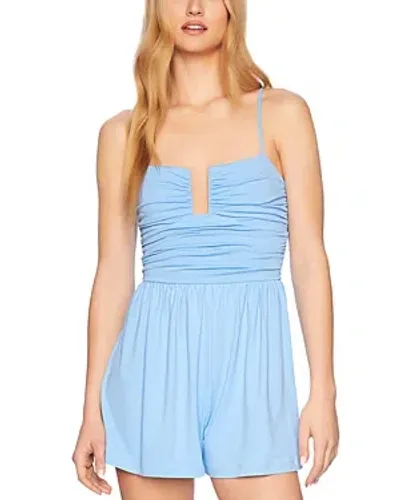 Susana Monaco Rectangular Wire Notch Ruched Romper In Miku