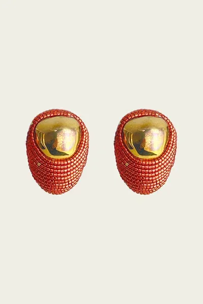 Susana Vega Mini Sole Earrings In Coral Red