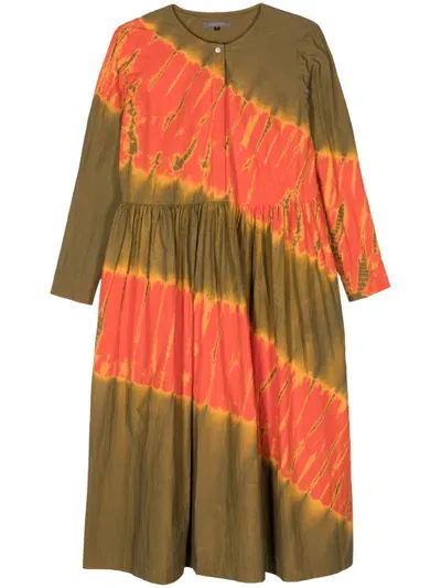 Suzusan Tie-dye Midi Dress In Brown