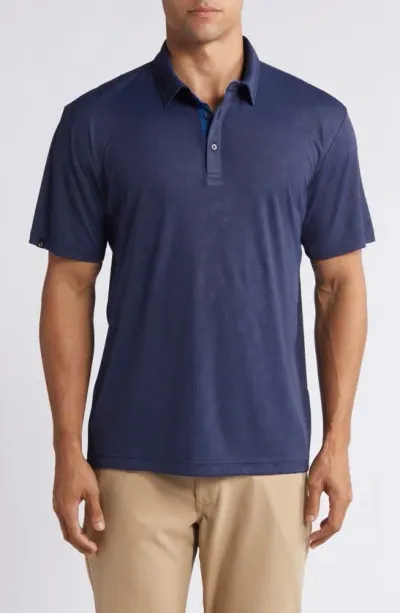 Swannies Barrett Botanical Print Golf Polo In Navy