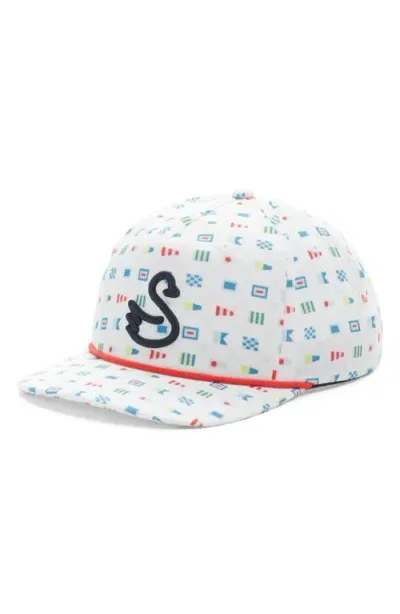 Swannies Skipper Semaphore Adjustable Baseball Cap In White