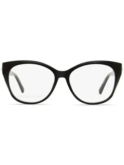 Swarovski 5469 Oval-frame Crystal Glasses In Black