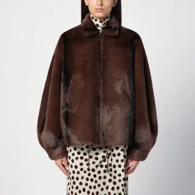 Swd By S.w.o.r.d. Brown Faux Fur Zipped Jacket