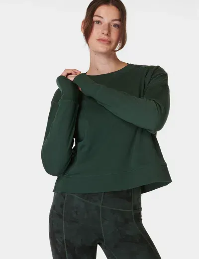 Sweaty Betty After Class Crop Sweatshirt In Green