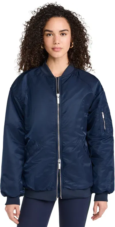 Sweaty Betty City Longline Bomber Jacket Navy Blue