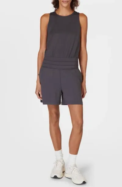 Sweaty Betty Gaia Yoga Sleeveless Romper In Grey