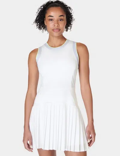 Sweaty Betty Power Ace Mix Pleat Tennis Dress In White