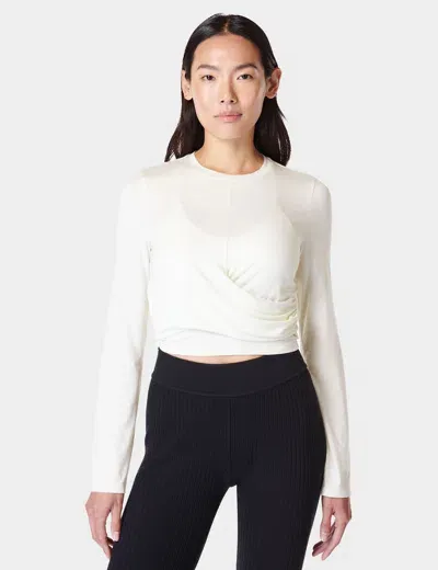 Sweaty Betty Wrap Front Long Sleeve Top In White