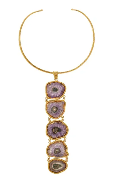 Sylvia Toledano 18k Yellow Gold Plated One-of-a-kind Amethyst Collar Necklace In Purple