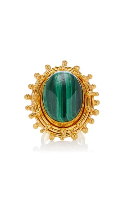 Sylvia Toledano Stone Dots 22k Gold-plated Malachite Ring In Green