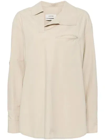 System Asymmetric Neck Blouse In Neutrals