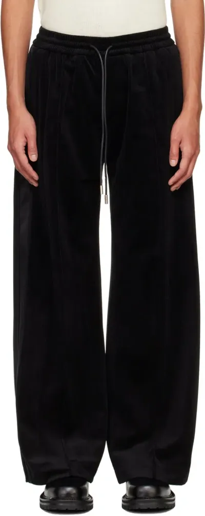 System Black Velvet Tuxedo Sweatpants In Bk Black