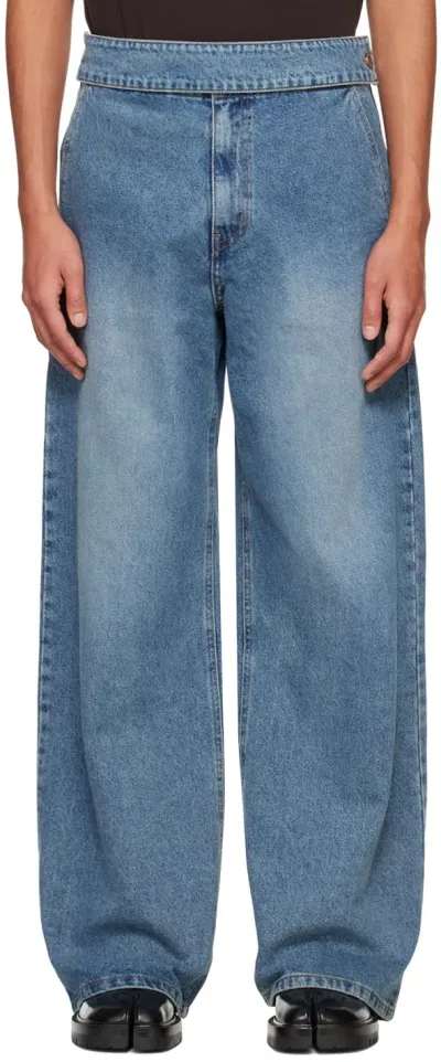 System Blue Waist Strap Jeans In Bl Blue